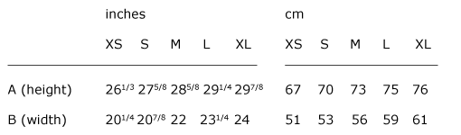 Size guide - Man | Straight cut - Fairtrade - XS, S, M, L and XL