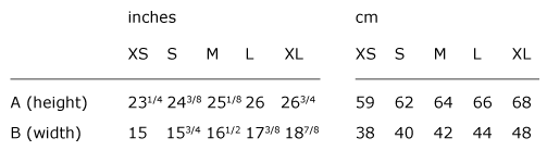 size guide woman tank top
