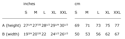 Size guide - Man | Straight cut - S, M, L, XL and XXL