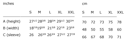 long sleeves t-shirt size guide