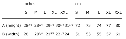 Size guide - Man | Straight cut - S, M, L, XL and XXL