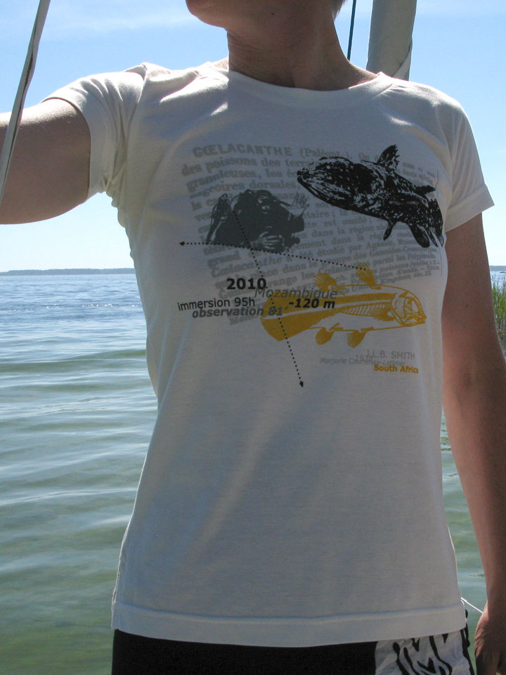 Scuba dive t-shirt Coelacanthe Gombessa Laurent Ballesta by Dykkeren The Eco-Friendly Divewear organic cotton fairtrade