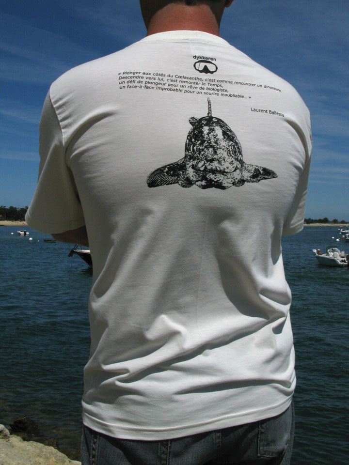 Scuba dive t-shirt Coelacanthe Gombessa Laurent Ballesta by Dykkeren The Eco-Friendly Divewear organic cotton fairtrade