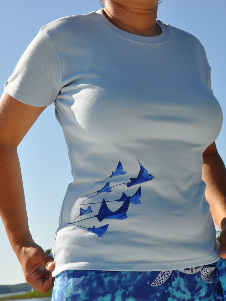 tee-shirt Dykkeren The Eco-friendly Divewear Fairwear coton bio plongée sous-marine Eagle Rays raies