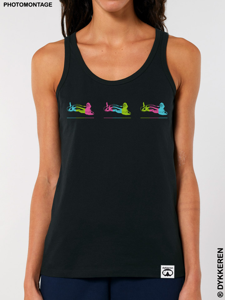Organic cotton scuba dive tank top with nudibranch sea slug doris chromodoris flabellina by Dykkeren The eco-friendly divewear Fairwear