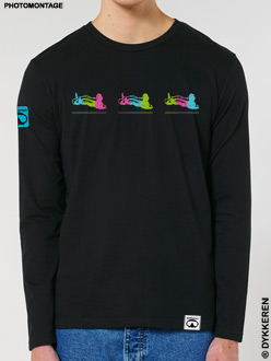 Organic cotton scuba dive long sleeves t-shirt with nudibranch sea slug doris chromodoris flabellina by Dykkeren The eco-friendly divewear Fairwear