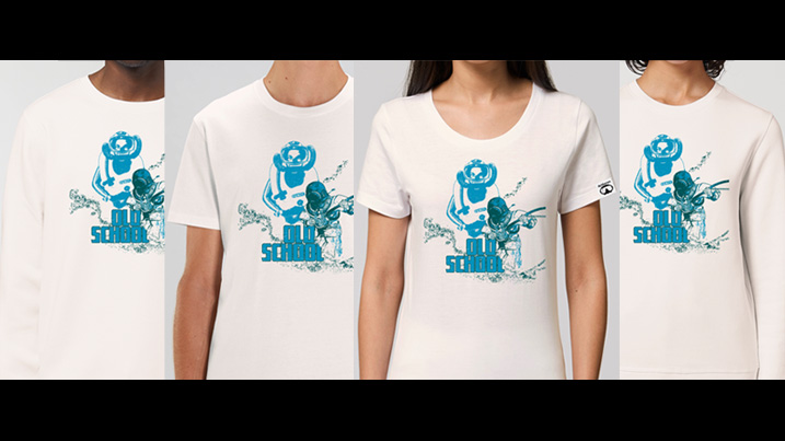 New t-shirt, sweatshirt and tank top Vintage Scuba diving Cousteau Mistral Fenzy Diver helmet by Dykkeren The eco-friendly divewear